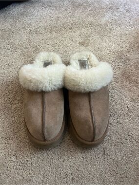 UGG Chestnut Suede Shearling Lined Slippers